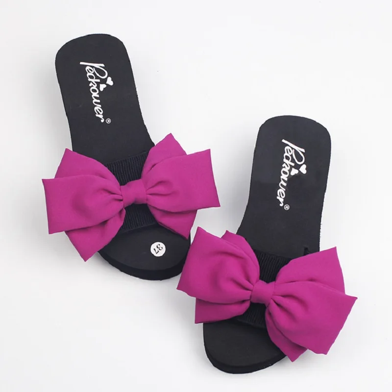 2018 summer Chiffon flipflops sweet butterfly knot tow beach slippers women flip flops | Обувь