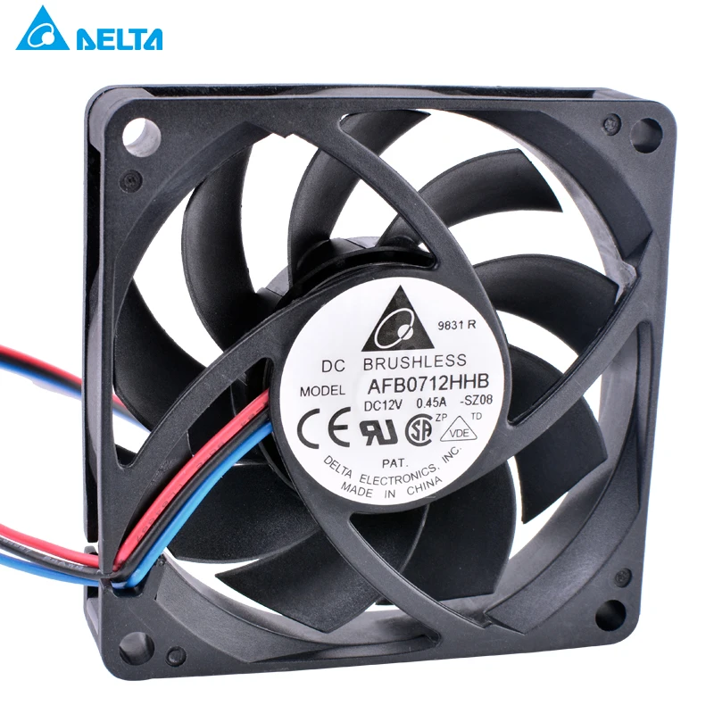 Вентилятор DELTA 70 мм AFB0712HHB 7015 70x70x15 12 В 0 45a 3 контактный двойной шариковый подшипник