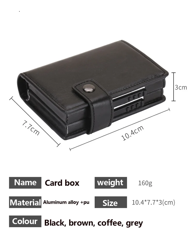 Двойные металлические визитницы RFID Блокировка кожа Бизнес ID кредитница для мужчин тонкий двойной алюминиевый чехол бумажник мини-кошелек