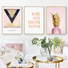 Новый фрукт банан розовый ананас креативный английский холст картина искусство абстрактный принт плакат картина украшение стены дома