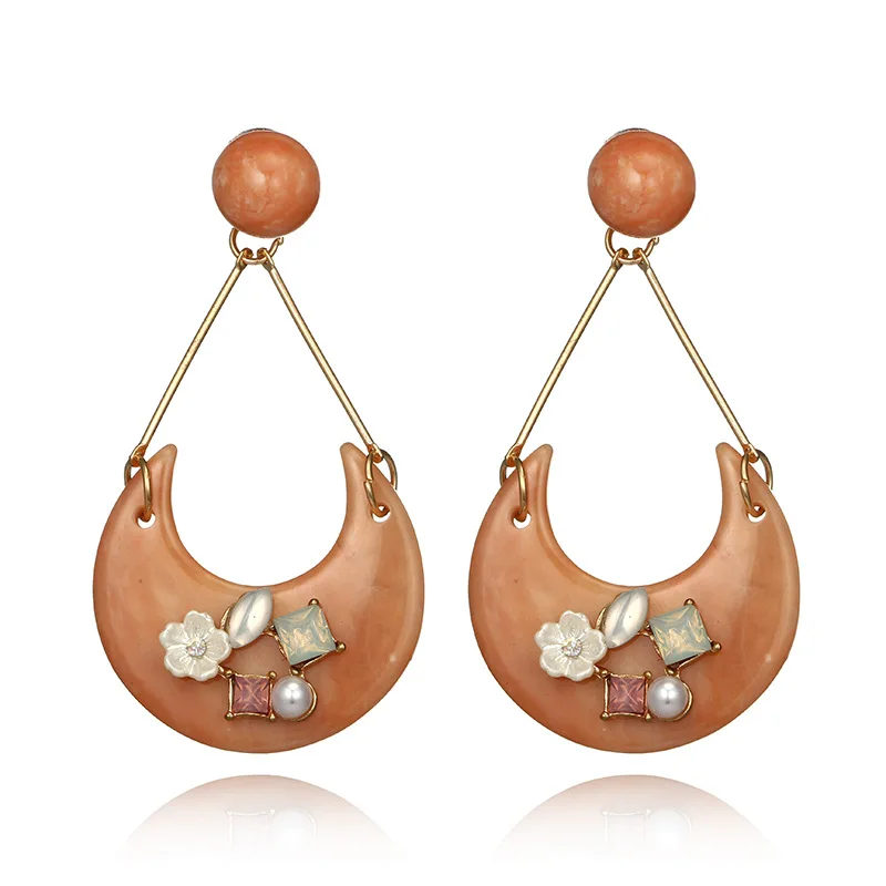 Женские серьги подвески с жемчугом цвет желтый синий коричневый|Серьги-подвески|
