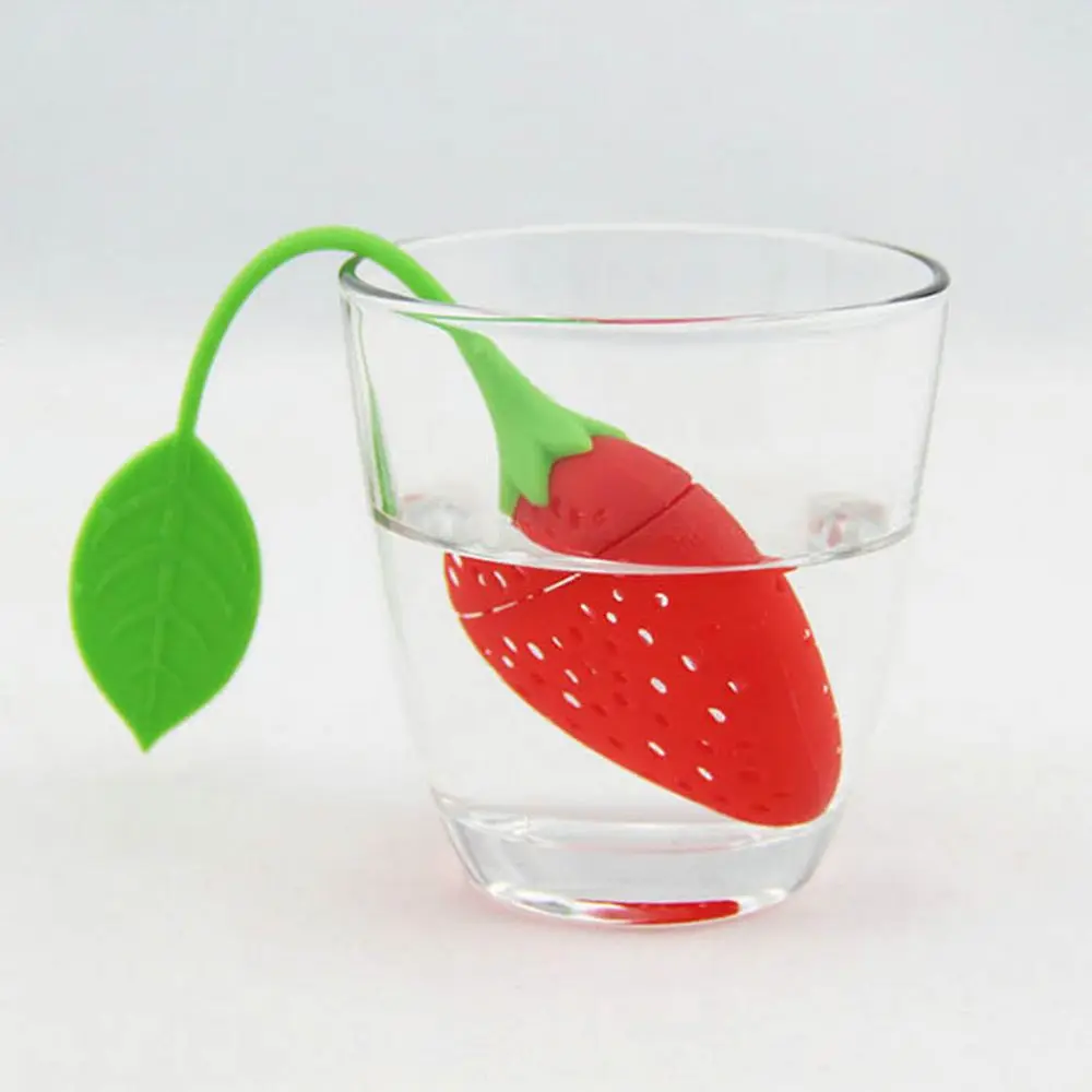 Силиконовые красные Клубничные чайные пакетики Infusers Фильтры для кофейных чайных