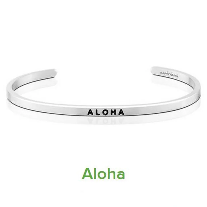 68 мм Серебряный Браслет манжета ALOHA вдохновляющий браслет 316L из нержавеющей