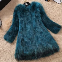 raccoon fur coats 2020 new korean female short fox fur collar nine long slim raccoon fur coat