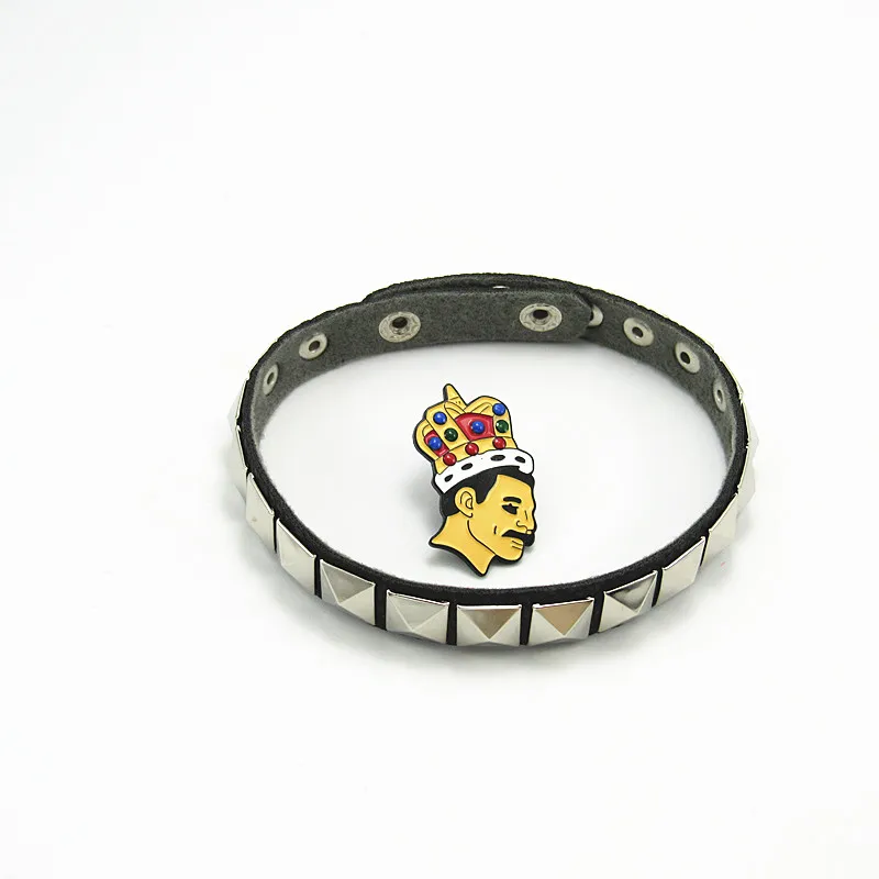 Brooch and Bracelet Браслет королевы Фредди Меркурий браслет заклепки браслет PU браслет - Окраска металла: Brooch and Bracelet