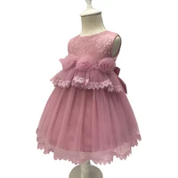 free shipping cotton lining dust pink infant dresses 2019 new style tulle baby dress for 1 year birthday flowers princess gowns