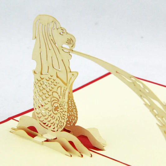 Сувенирная открытка Singapore Merlion/3D выдвижная карта kirigami/открытки ручной работы