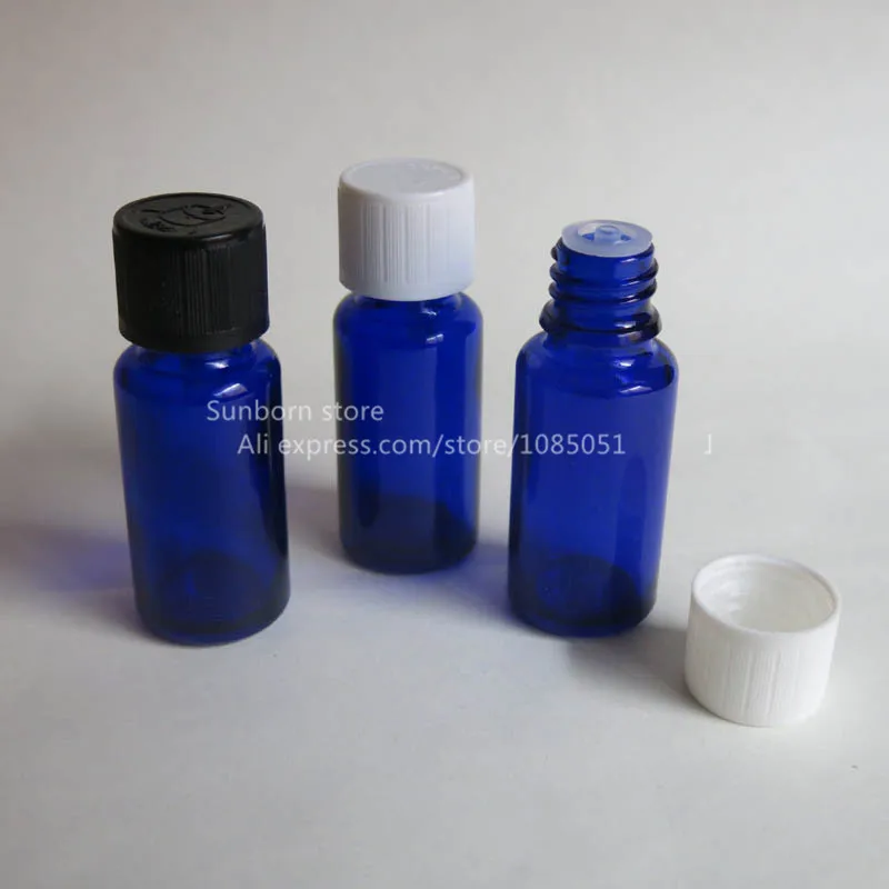 Голубая стеклянная бутылка 500X1/2 унций с пипеткой-редуктором 15 мл Косметическая
