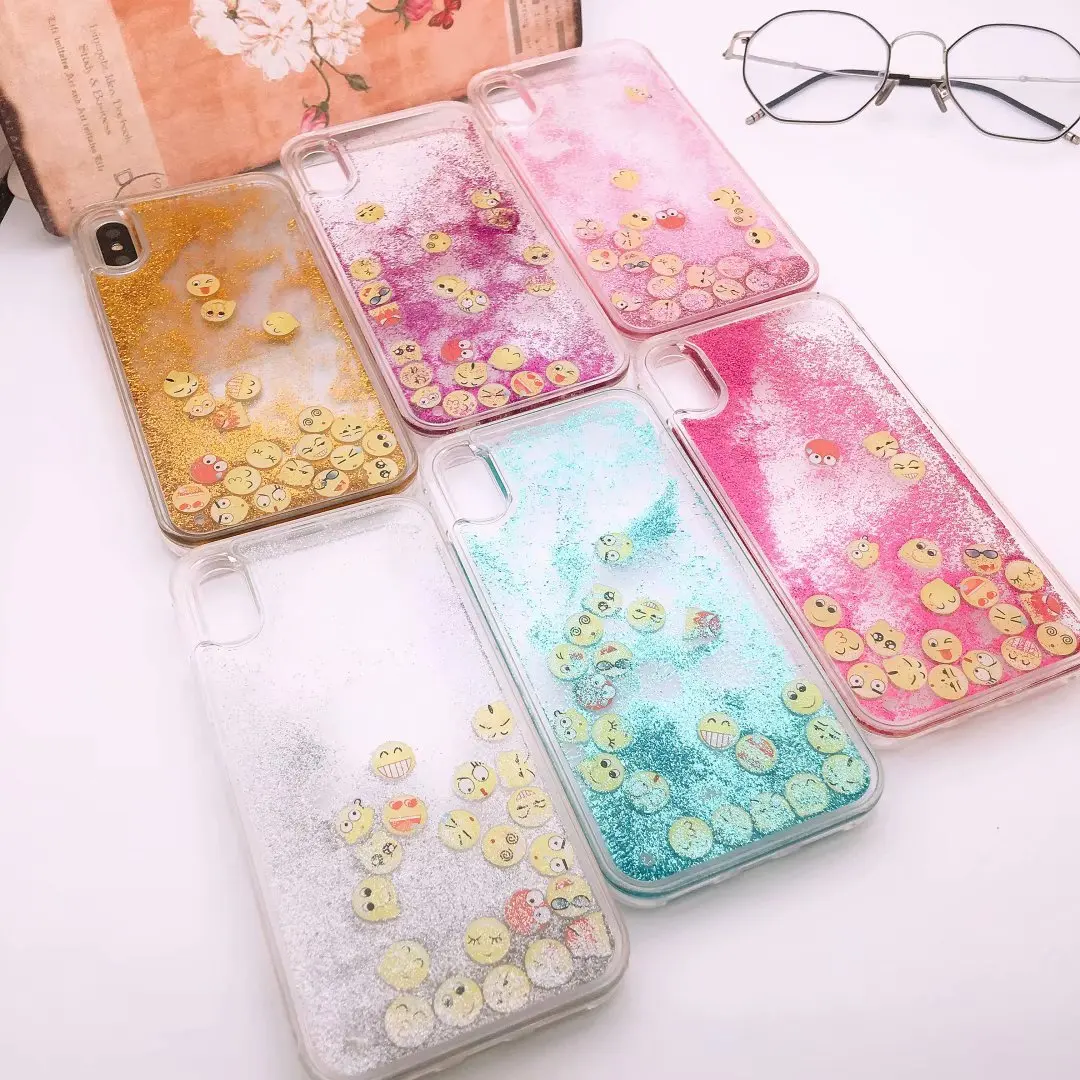 3D Cute Quicksand Liquid QQ App Case for Iphone X Xs 8 7 6 6s Plus 7plus 8plus Phone Cases Bling Glitter Transparent Back Cover |