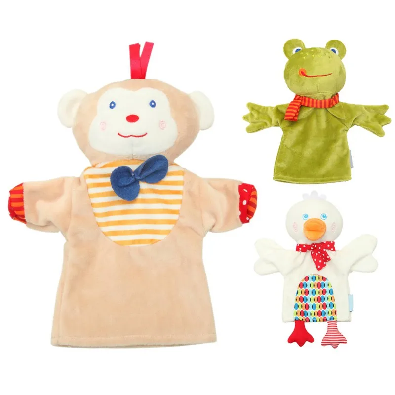 Ручной кукольный обезьяна утка помощник милый хороший детский сад ToysBaby Finger история кукла животных игрушечные лошадки лягушка дети