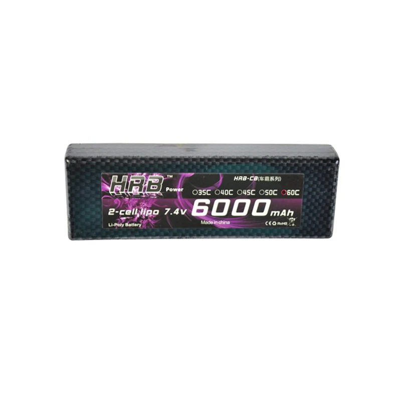 2 шт. аккумулятор HRB RC Lipo 2S 7 4 в 6000 мАч 60C Max 120C жесткий чехол с разъемом типа банана