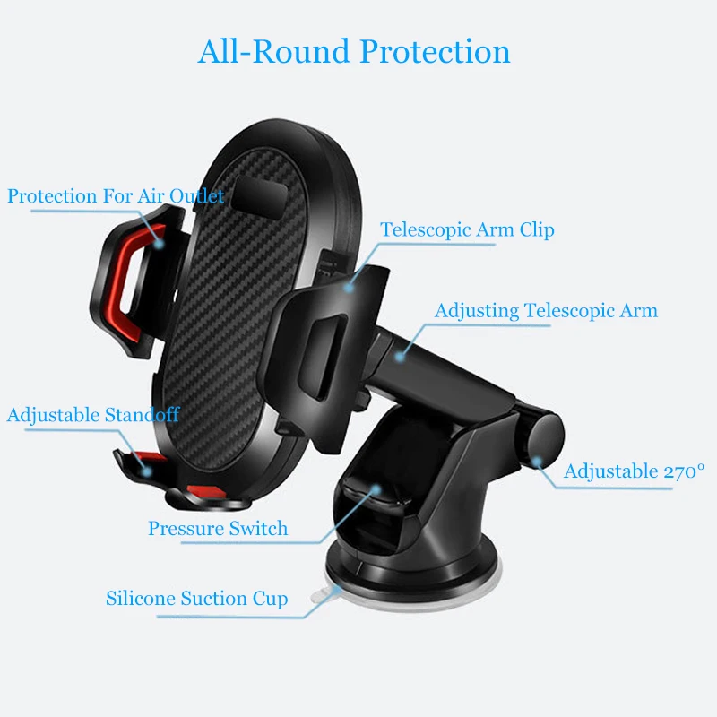Car Phone Holder Mount For iPhone X 8/7 6 Plus in stand Dashboard Windshield 360 Rotation Universal Cell SmartPhone | Мобильные