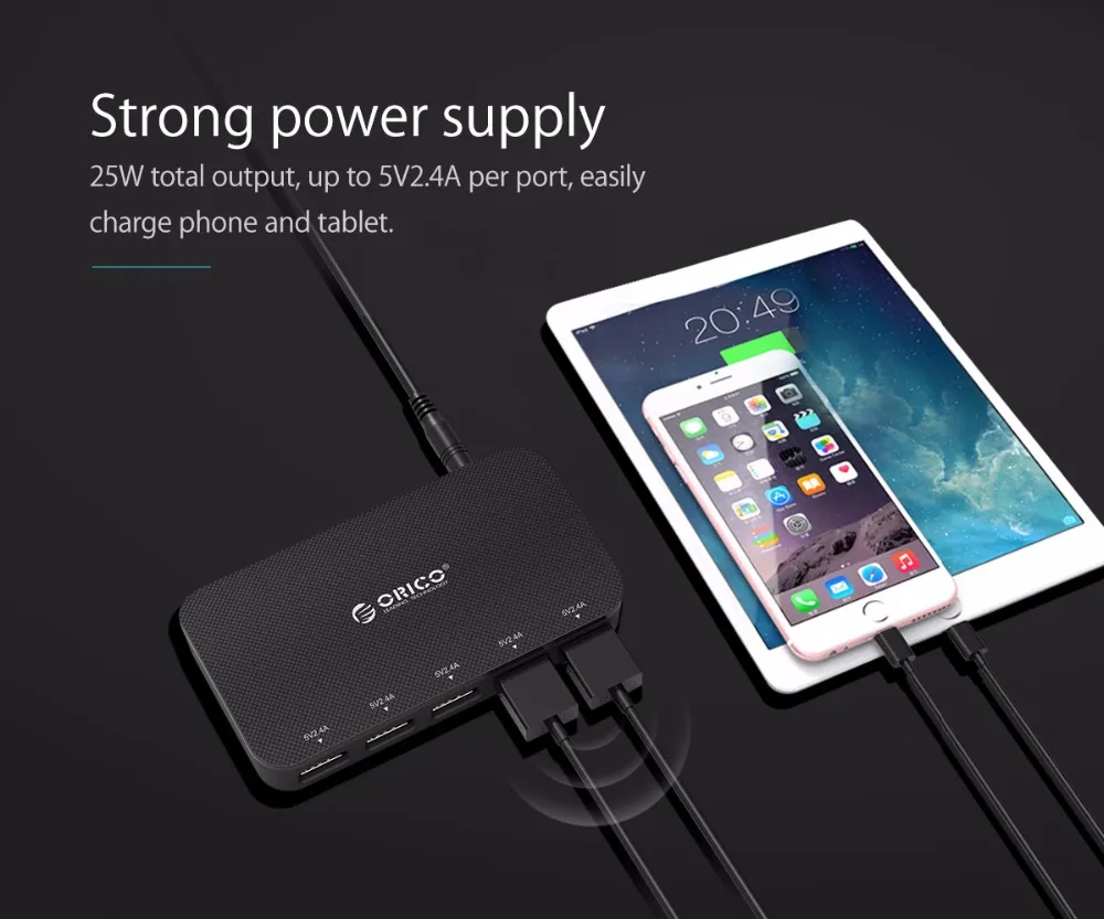 ORICO 5 портов USB Автомобильное зарядное устройство 5V2. 4A телефон зарядное устройство 30 Вт мобильный телефон автомобильное зарядное устройство для iPhone 7 6 6s 5 S 5 samsung Xiaomi htc huawei