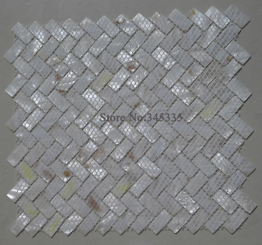 Белая раковина мозаичная плитка mother of pearl Кухня Душ ТВ фон ванная комната фоновая стена молния елочка обои