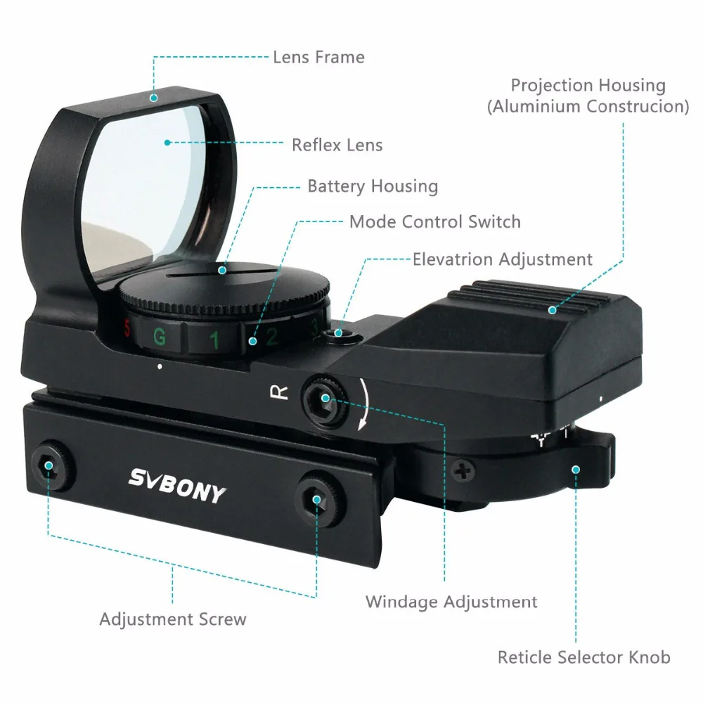 SVBONY 20 мм Rail Riflescope охотничий страйкбол оптика область голографический красный точка зрения Refle x 4 сетка тактические аксессуары F9128