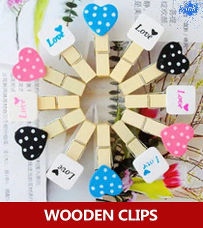 

8 sets / lot mini colorful love heart clips , cute wooden number clips for kids , photo clips , food bag sealing clips