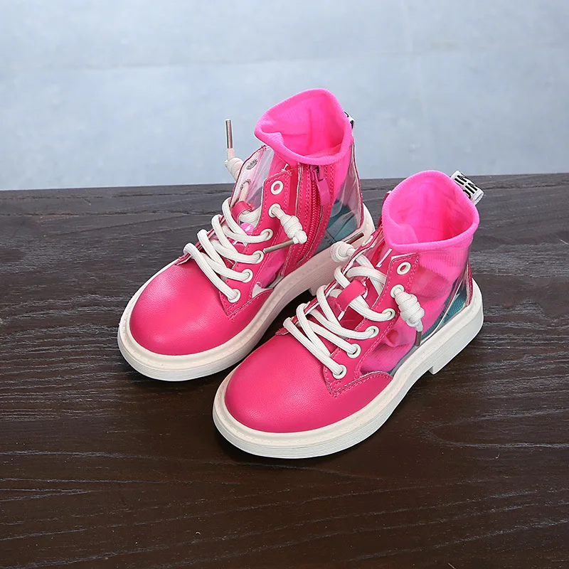 ПВХ прозрачные детские резиновые сапоги с носками водонепроницаемые модные