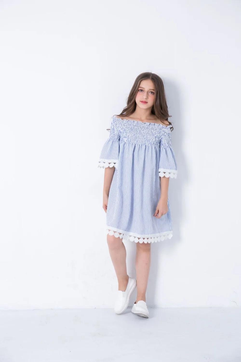 Платье для девочек-подростков модное летнее платье принцессы в полоску с