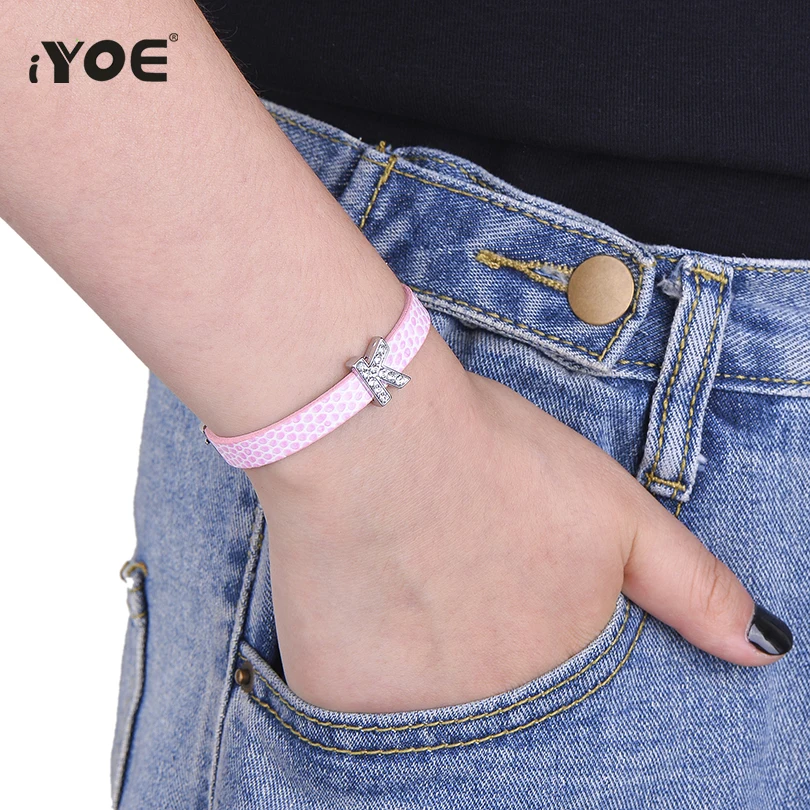 IYOE DIY хрустальные браслеты с буквами 26 дюймов для женщин мужчин детей браслет