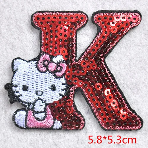 Расшитая блестками детская розовая нашивка «hello kitty» с железной нашивкой; Одежда для девочек и мальчиков; нашивка с вышивкой «сделай сам» - Цвет: K