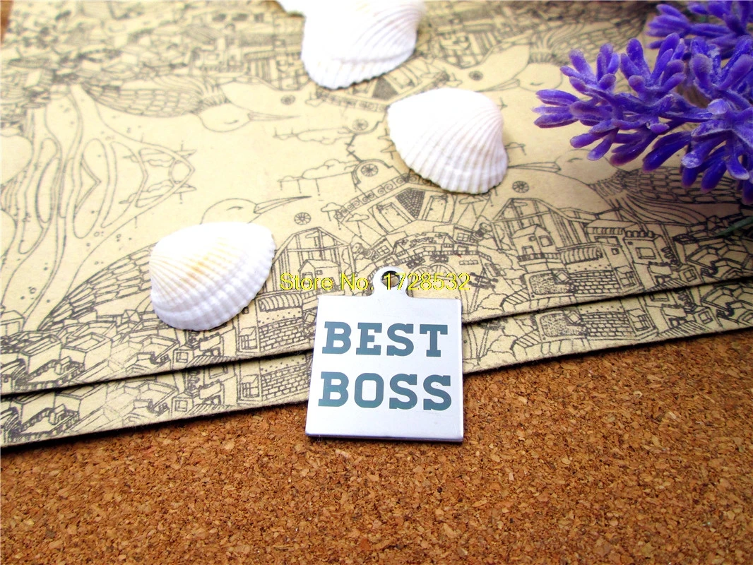 10pcs--stainless steel charms "best boss " 5 style for choosing   DIY Charms Pendants