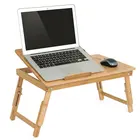 Эргономичный регулируемый стол для ноутбука с вентилятором USB для охлаждения, складной Бамбуковый стол для завтрака, сервировочный поднос для кровати, удобный желтый