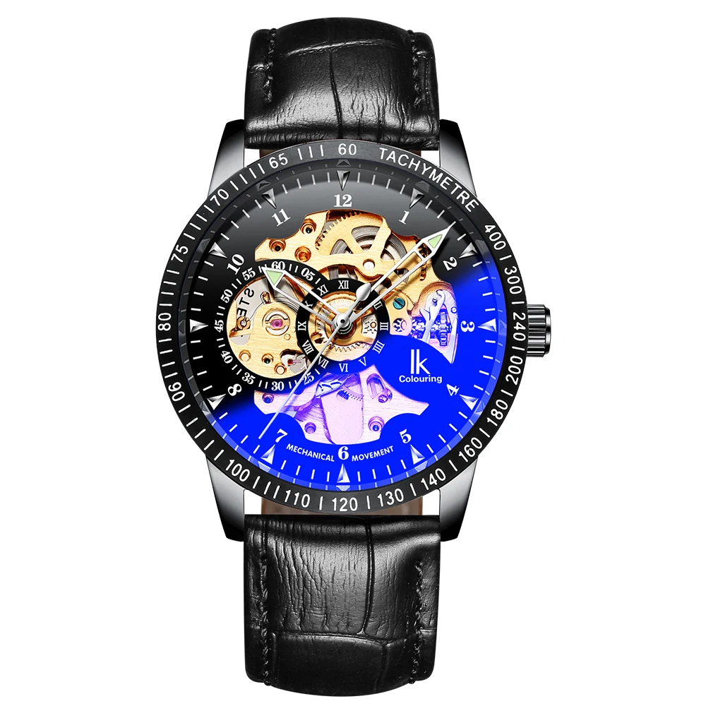 Мужские механические часы IK окрашенные скелетоны в стиле стимпанк