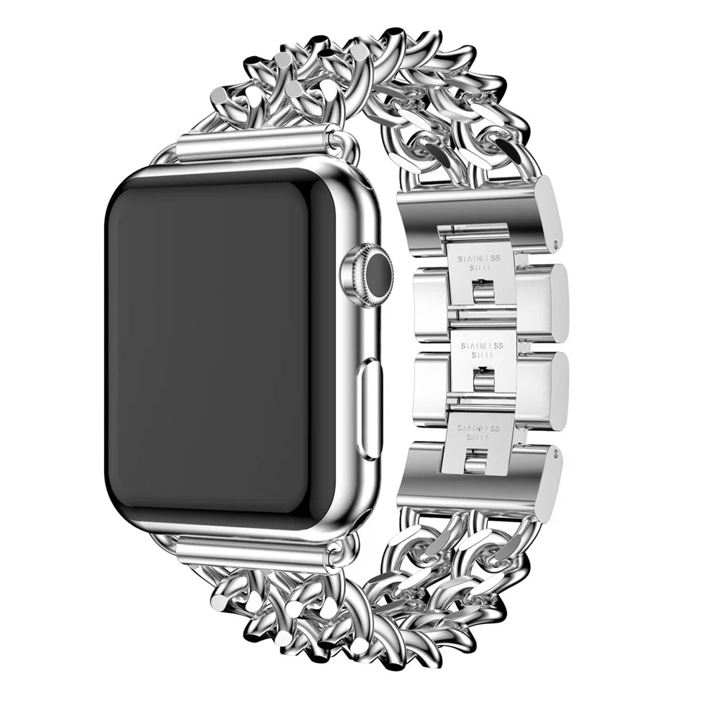 Ковбойская цепочка из нержавеющей стали ремешок для Apple Watch браслет iWatch серии 1/2/3