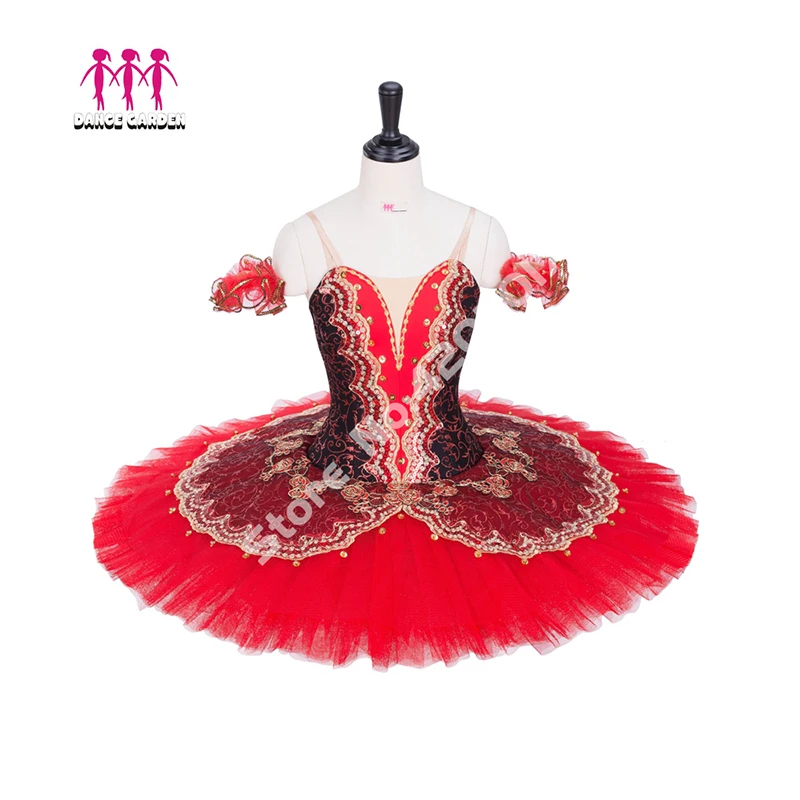 

Black Red Professional Ballet Tutu Costumes Women Girls Swan Dress Pancake Performance Tutu Ballet Dress Custom Made B1057A