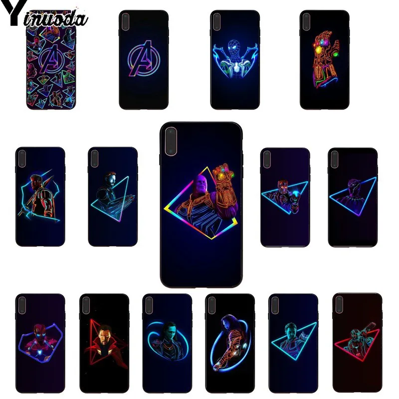 Yinuoda Супергерои из Marvel Мстителей мягкий резиновый черный чехол для телефона iPhone 6S