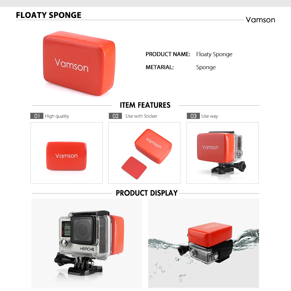 Vamson для экшн-камеры GoPro, комплект аксессуаров, водонепроницаемый чехол, набор для Go Pro Hero 8, черный аксессуар для экшн-камеры VS156