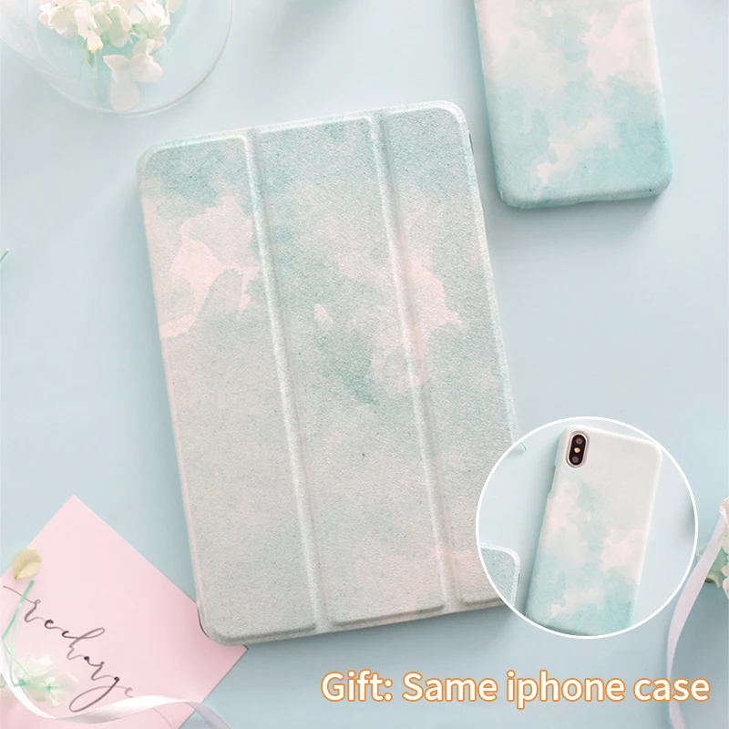 Магнитный защитный чехол для iPad с зеленым мраморным рисунком планшета Pro 10 5 12 9 Air