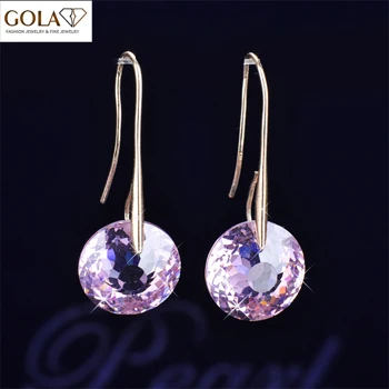 Серьги-кольца женские с австрийским кристаллом круглые ювелирные украшения