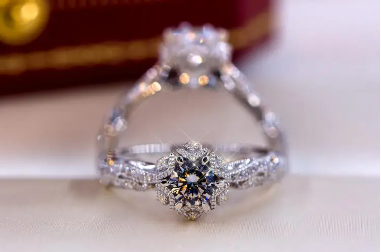 Модное твердое кольцо 0 5ct 925 пробы Серебряное обручальное юбилейное ювелирное