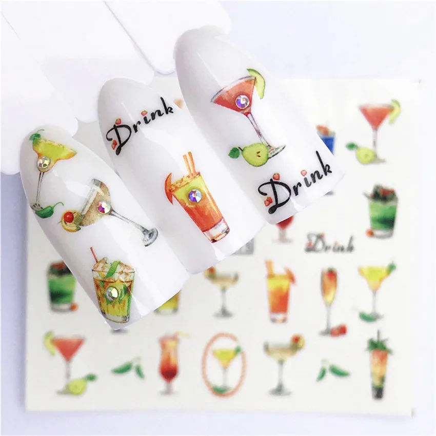 1 Pcs Fruit Christmas 28 Designs Nail Sticker Set Black Dream cather Feather Decal Water Transfer Slider For Nails Art Decor | Красота и