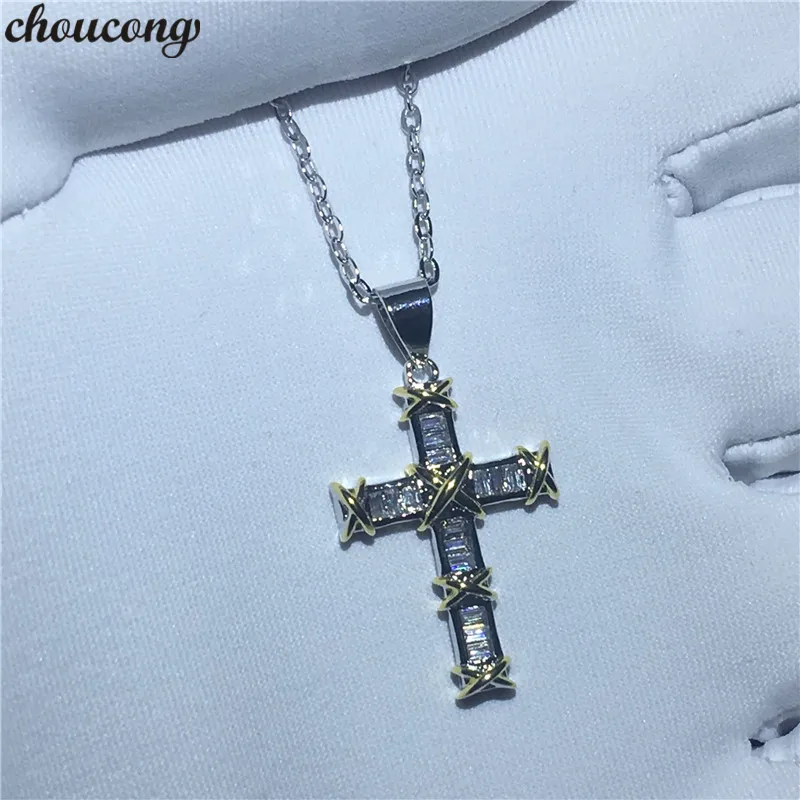 

Choucong христианство крест подвески 5A Циркон Cz Настоящее серебро 925 пробы Свадебный кулон с ожерельем для женщин подарок