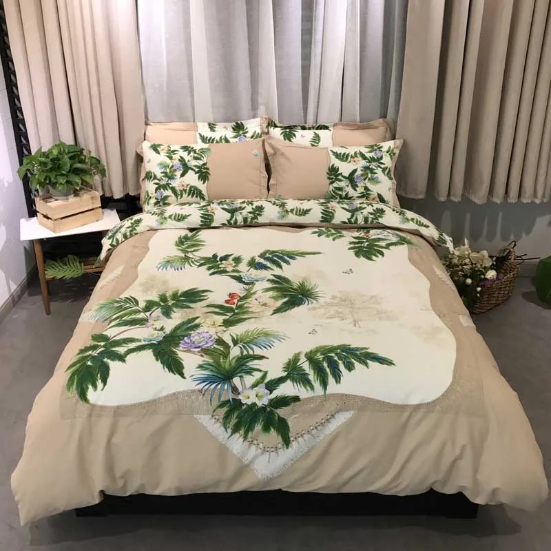 Комплект постельного белья из 4 предметов с 3D рисунком цветов и деревьев зимнее