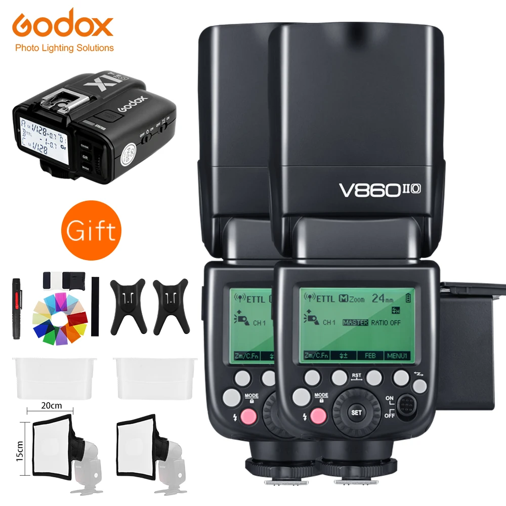 Godox VING V860II O GN60 HSS 1/8000s TTL литий ионный аккумулятор Speedlite Flash 2xV860II + триггер для камер