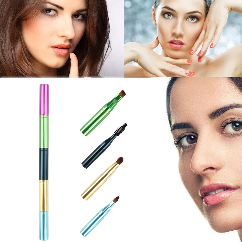 4 головки кисти для макияжа Выдвижная металлическая кисть теней век Косметика