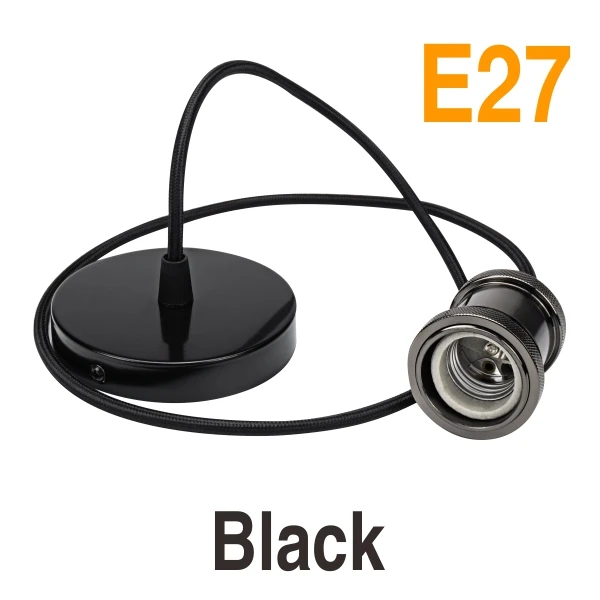 Black Винтажная лампа Эдисона R110 A110 P140 G150 бутылка лампочка для люстры 220 В светодиодный светильник лампа накаливания лампада свет веревка держатель лампы - Цвет: Black