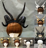 halloween ram devil horns headpiece sheep horn ear hair hoop headband manual aries exhibition cosplay photo props hair accessory