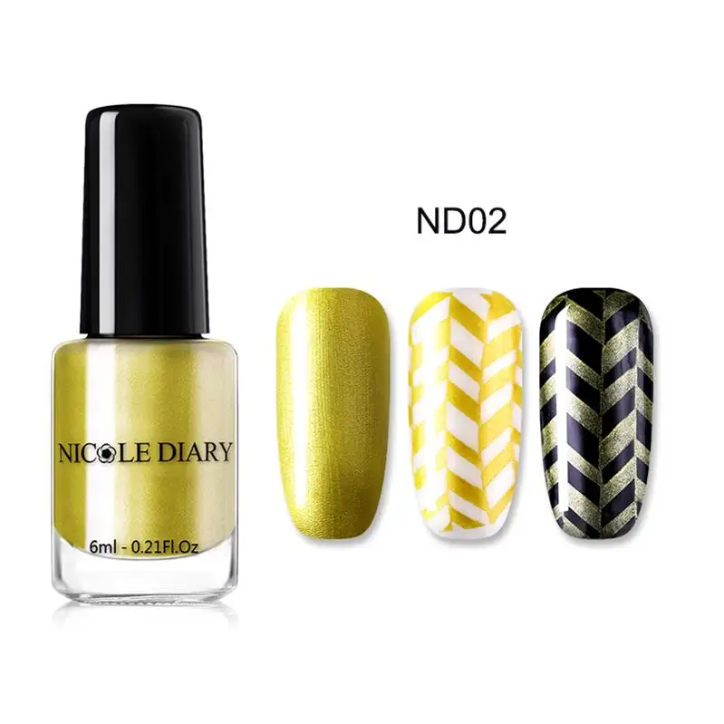 Metallic ND02 NICOLE дневник стемпинг ногтей покрытие 9 мл оболочка мерцающий лак Блестящий Блеск маникюр лак для ногтей Vernis праймер - Цвет: Metallic ND02