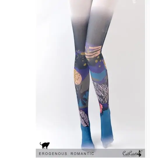 Creative Printing Pantyhose Spring and Autumn Vintage Pattern Pantyhose