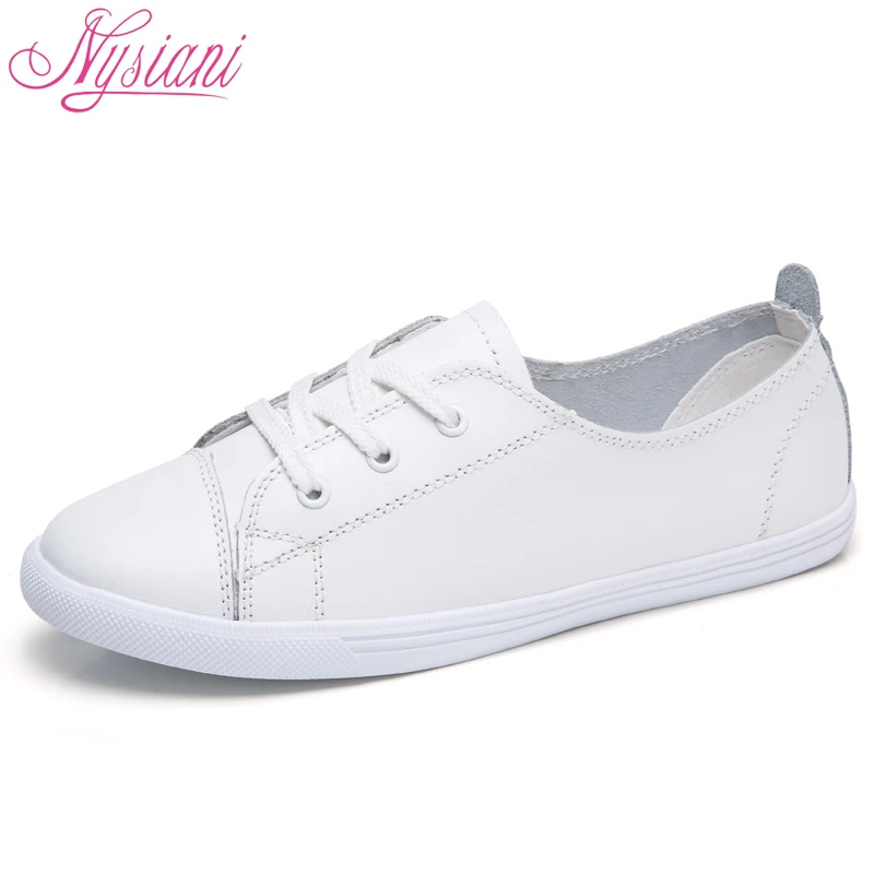Nysiani женские Разделение кожа плоские легкие кожаные туфли Осенняя обувь на