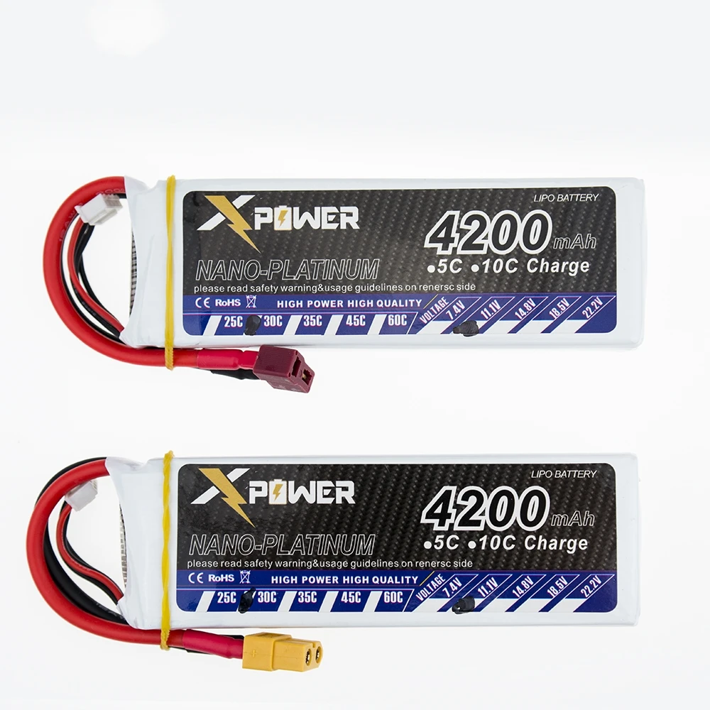 2 шт. 11 1 В 3S 4200 мАч lipo батарея 30C max 35C Xpower XT60/T разъем для радиоуправляемого дрона