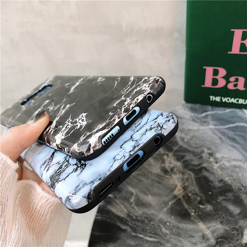YHBBCASES парные чехлы для телефонов Samsung Galaxy S8 S9 S10 Plus черный белый мраморный