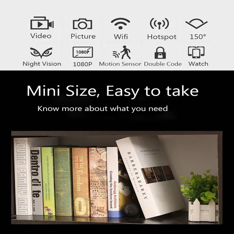 Мини Wifi камера Full HD 1080P инфракрасное ночное видение микро P2P IP наружное