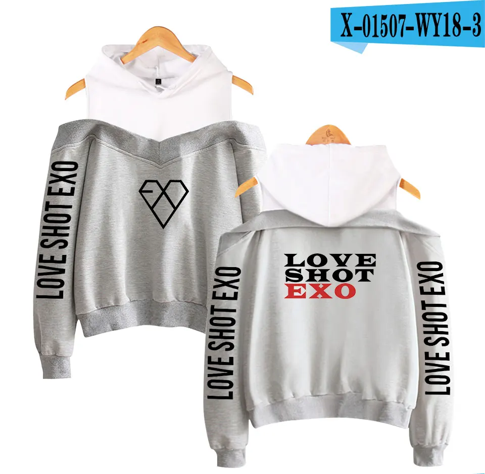 EXO Dew Shoulder женские толстовки эксклюзивная модная Толстовка маленькая Сексуальная Повседневная 4 цвета толстовки женские 2XL - Цвет: X01508