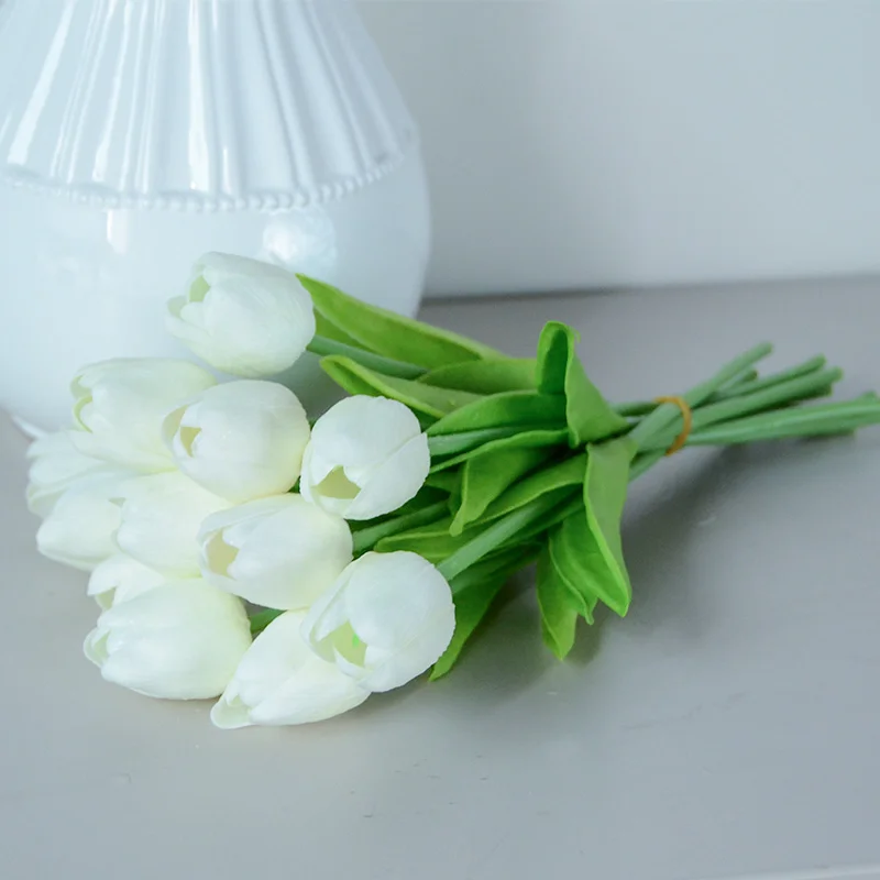 6 шт. Белый Искусственный тюльпан из искусственной кожи искусственные цветы для