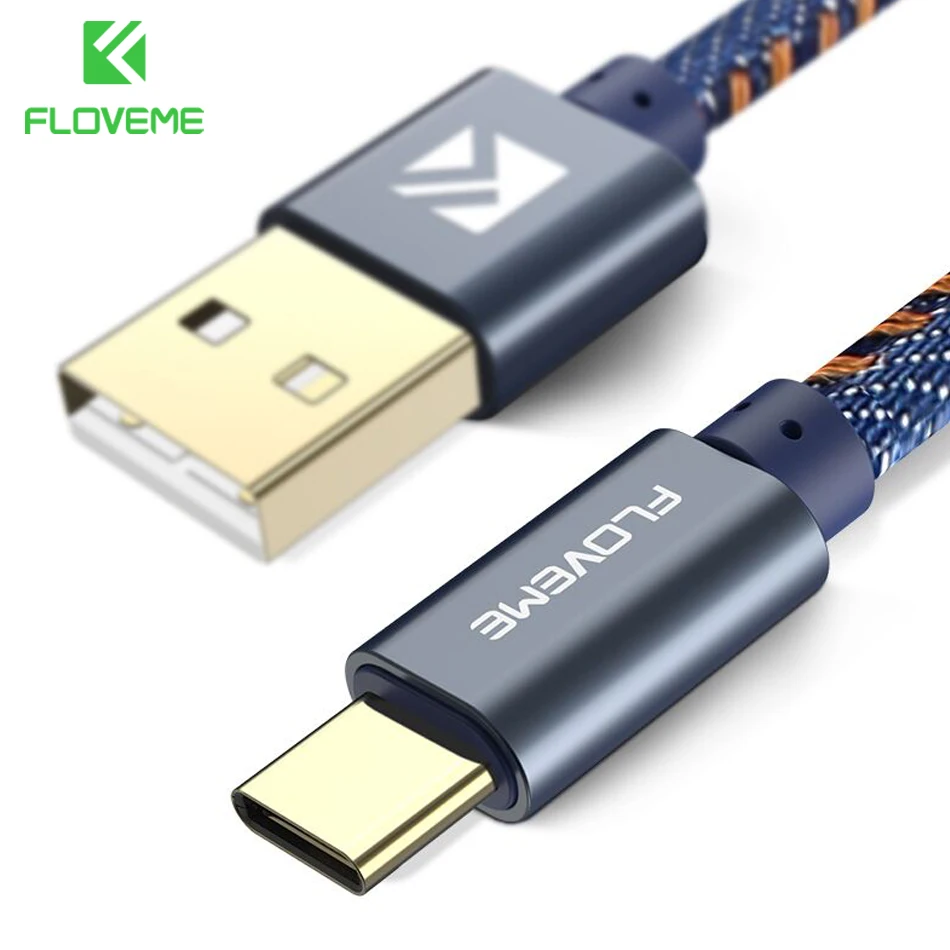 Универсальный usb кабель FLOVEME для iPhone 6 Cowboy Jean Micro USB type C samsung S10 Xiaomi 2A 1 м зарядное